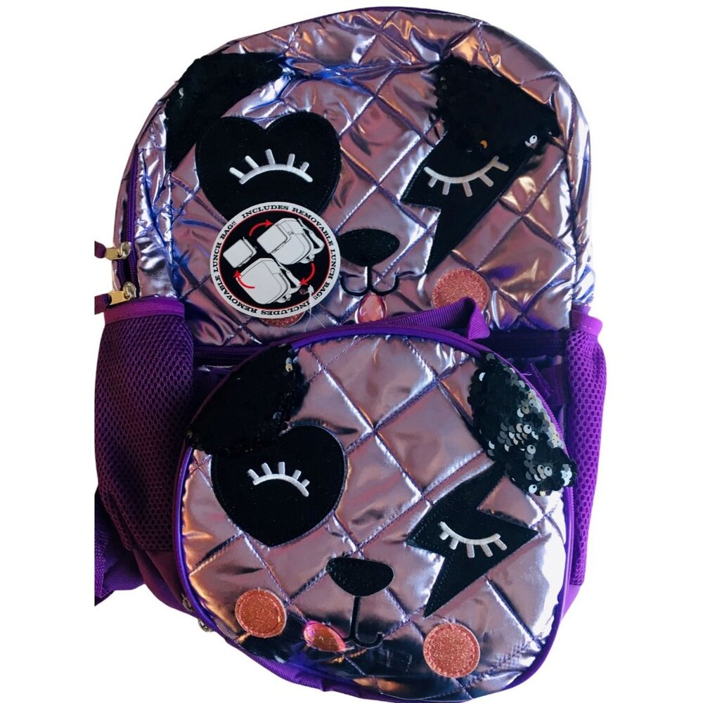 Purple BEARY CUTE 17 in Backpack with Removable Lunch Bag SC204
